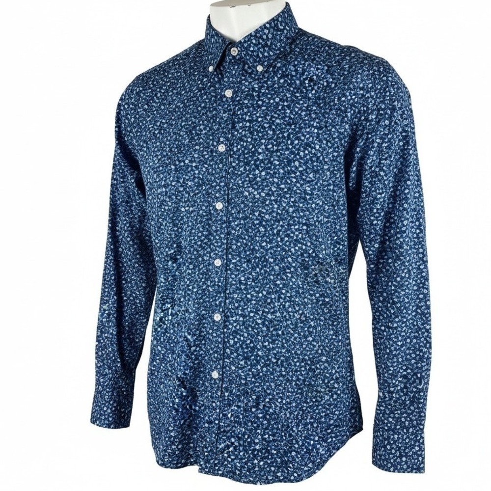 Chaps Men's XL Blue Long Sleeve No Iron Shirt Solid Casual Style
